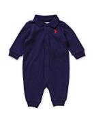 Cotton Polo Coverall Langærmet Body Blue Ralph Lauren Baby