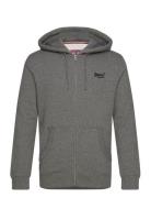 Essential Logo Zip Hoodie Tops Sweatshirts & Hoodies Hoodies Grey Supe...