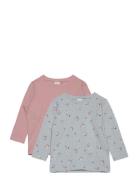 Top Flower 2 Pack Tops T-shirts Long-sleeved T-Skjorte Pink Lindex