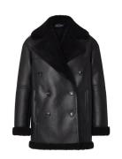 Daniella Faux Shearling Coat Læderjakke Skindjakke Black Lexington Clo...