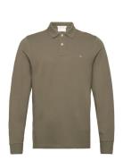 Reg Shield Ls Pique Rugger Tops Polos Long-sleeved Khaki Green GANT