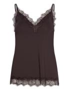 Rwbillie Sl Strap Lace Top Tops T-shirts & Tops Sleeveless Brown Rosem...