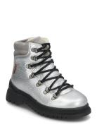 Boots - Flat - With Lace And Zip Boots Støvler Silver ANGULUS