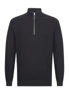 Cfkarl 0160 Structured Halfzip Knit Tops Knitwear Half Zip Jumpers Nav...