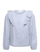 Cheesecloth Cotton Blouse Tops Blouses & Tunics Blue Mango