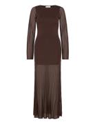 Haisley Sheer Knitted Maxi Dress Designers Maxi Dress Brown Malina