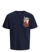 Jjxmas Pocket Tee Ss Crew Neck Tops T-Kortærmet Skjorte Navy Jack & J ...