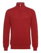 Cotton Pique Halfzip Tops Knitwear Half Zip Jumpers Red GANT