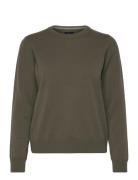 D1. Superfine Lambswool C-Neck Tops Knitwear Jumpers Khaki Green GANT