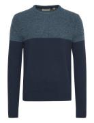 Pullover Tops Knitwear Round Necks Blue Blend