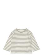 Striped Cotton T-Shirt Tops T-shirts Long-sleeved T-Skjorte Green Mang...