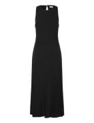 Midi-Dress With Draped Detail Knælang Kjole Black Mango