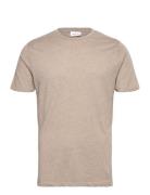 Basic Tee S/S In Melange Tops T-Kortærmet Skjorte Beige Lindbergh