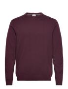 100 % Merino Crew Neck Knit Tops Knitwear Round Necks Burgundy Lindber...