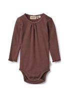 Rib Body L/S Lotta Bodies Long-sleeved Brown Wheat