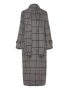 Slfhelle Long Wool Scarf Coat Uldfrakke Frakke Grey Selected Femme