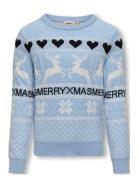 Kogmerry Xmas Ls O-Neck Box Cs Knt Tops Knitwear Pullovers Blue Kids O...