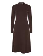 Wool-Blend Long-Sleeve Sweater Dress Knælang Kjole Brown Lauren Ralph ...