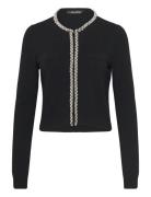 Classic Pearl Knit Cardigan Tops Knitwear Cardigans Black Karl Lagerfe...