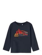 Nmmfolan Ls Top Tops T-shirts Long-sleeved T-Skjorte Navy Name It