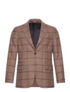 Windowpane Wool Jkt Designers Blazers Single Breasted Blazers Brown Mo...