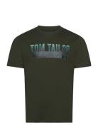 Photo Print T-Shirt Tops T-Kortærmet Skjorte Khaki Green Tom Tailor