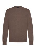 Lambswool Crew Tops Knitwear Round Necks Brown Hackett London