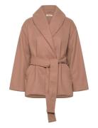 Shawl Collar Short Coat Uldjakke Jakke Beige Gina Tricot