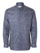 Slhslimsoho-Ethan Aop Shirt Ls Noos Tops Shirts Casual Blue Selected H...