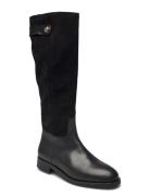 Th Stud Leather Mix Long Boot Lange Støvler Black Tommy Hilfiger