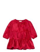 Velour Tiered Dress Dresses & Skirts Dresses Partydresses Red GANT