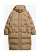 Longline Hooded Puffer Jacket Foret Jakke Beige Superdry