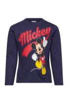 Tshirt Tops T-shirts Long-sleeved T-Skjorte Navy Mickey Mouse