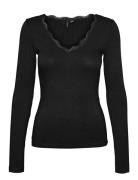 Vmmmily Ls V-Neck Top Jrs Ga Tops T-shirts Long-sleeved T-Skjorte Blac...