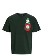 Jjxmas Pocket Tee Ss Crew Neck Jnr Tops T-Kortærmet Skjorte Green Jack...