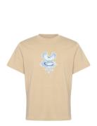 Boxy Graphic Printed T-Shirt Tops T-Kortærmet Skjorte Beige Weekday
