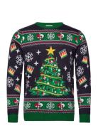 Christmas Tree Sweater Led Tops Knitwear Round Necks Navy Christmas Sw...