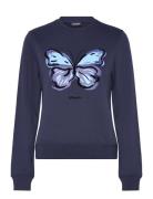 Sw Butterly Tops Sweatshirts & Hoodies Sweatshirts Navy Desigual