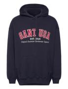 Gant Usa Hoodie Tops Sweatshirts & Hoodies Hoodies Navy GANT