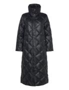 Diamond-Quilted Down Funnelneck Maxicoat Foret Jakke Black Lauren Ralp...