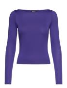 Long Sleeve Boat Neck Top Tops T-shirts & Tops Long-sleeved Purple Mon...