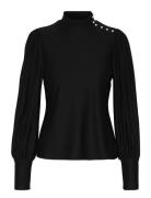 Rifagz Button Blouse Tops Blouses Long-sleeved Black Gestuz