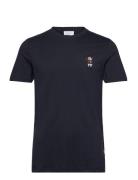 Christmas Embroidery Tee S/S Tops T-Kortærmet Skjorte Navy Lindbergh