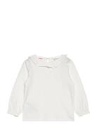 Ruffled Collar T-Shirt Tops T-shirts Long-sleeved T-Skjorte White Mang...