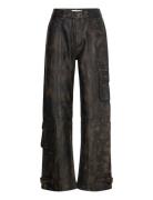 Lineragz Pants Bottoms Trousers Leather Leggings-Bukser Black Gestuz