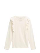 Ruffle Longsleeve Tops T-shirts Long-sleeved T-Skjorte White Tom Tailo...