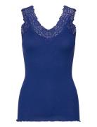 Rwbernadine Organic Sl Lace Top Tops T-shirts & Tops Sleeveless Navy R...