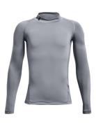 Ua Hg Armour Mock Ls Sport T-shirts Long-sleeved T-Skjorte Grey Under ...