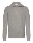 Man Chunky Rib Half Zip Designers Knitwear Half Zip Jumpers Grey David...