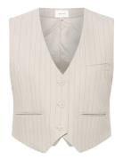 Joellegz Pinstripe Waistcoat Blazers Sleeveless Blazers Cream Gestuz